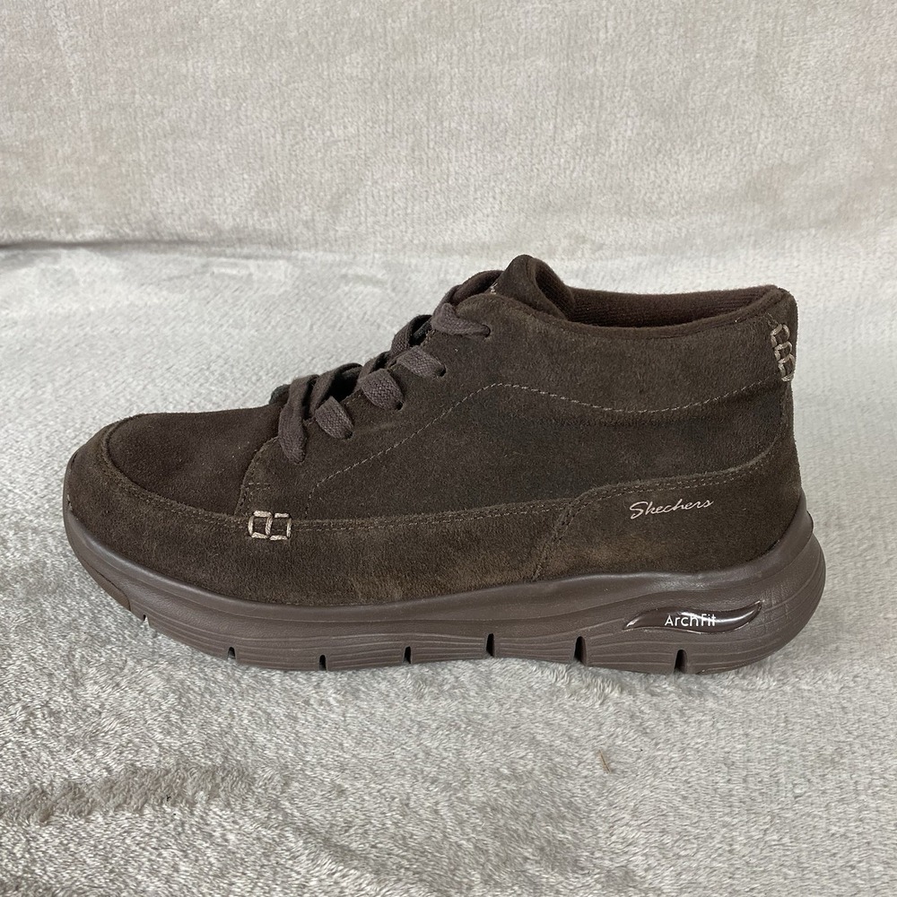 Skechers Arch Fit Gotta Chill Boots Womens Size 10 Brown Suede Comfort NEW - Picture 2 of 13